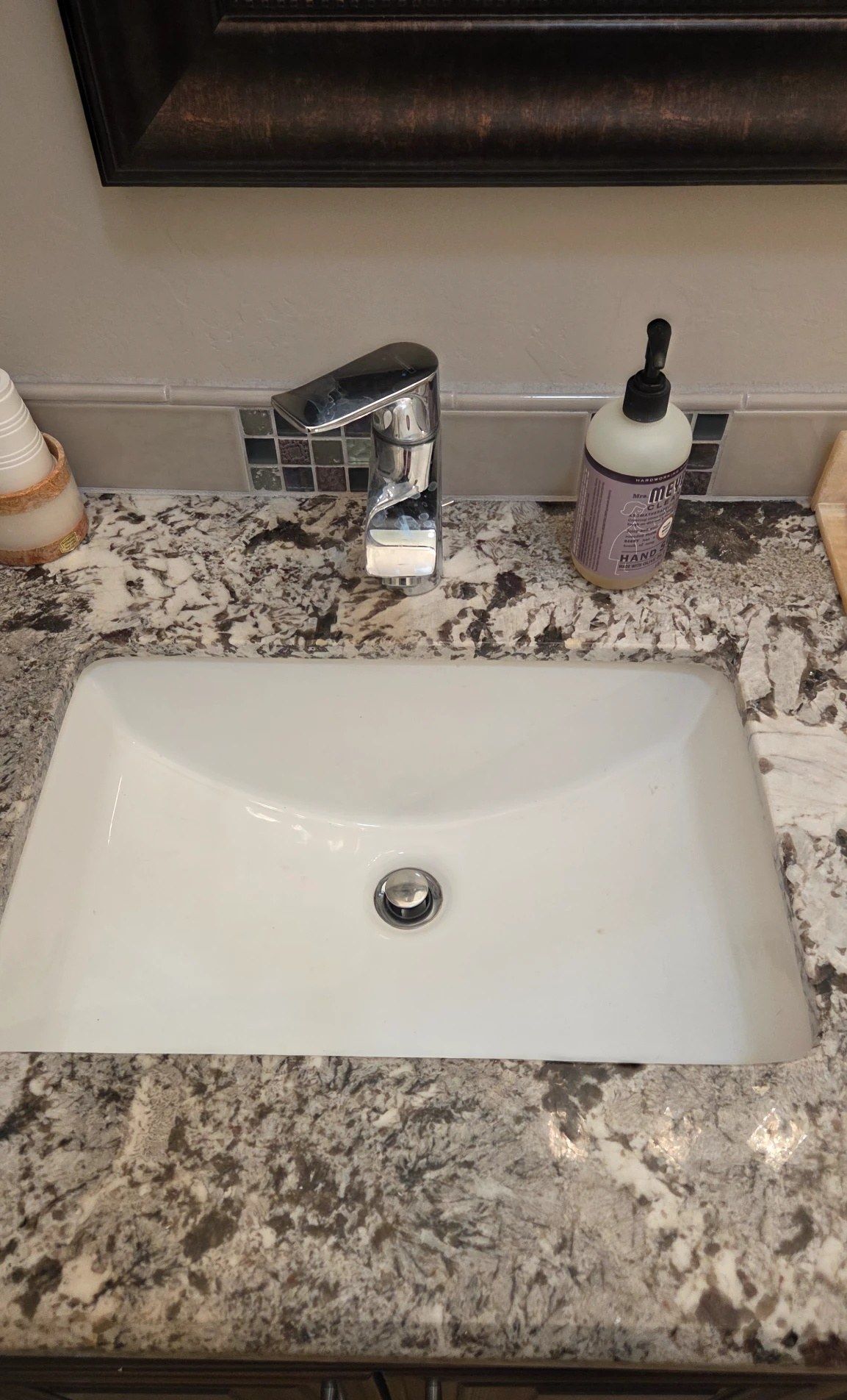 Undermount sink and granite counter, cleaned
